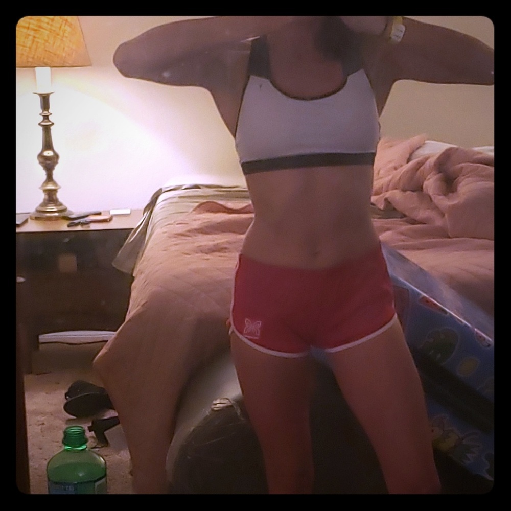 Red short shorts boy shorts bottoms athletic retro